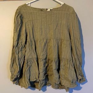 medium american eagle olive green open back long sleeve shirt
